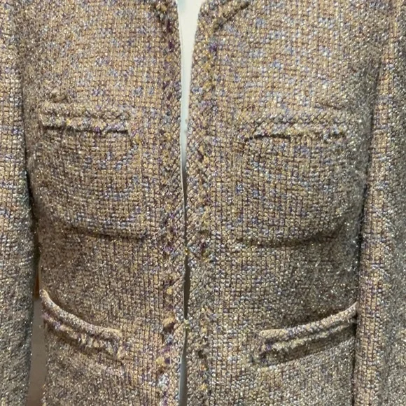 J. Crew Multicolor Metallic Tweed Blazer Size 8 - Picture 5 of 7